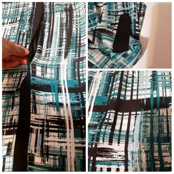 Zac & Rachel Abstract Teal Flowy Top - Picture 5 of 7